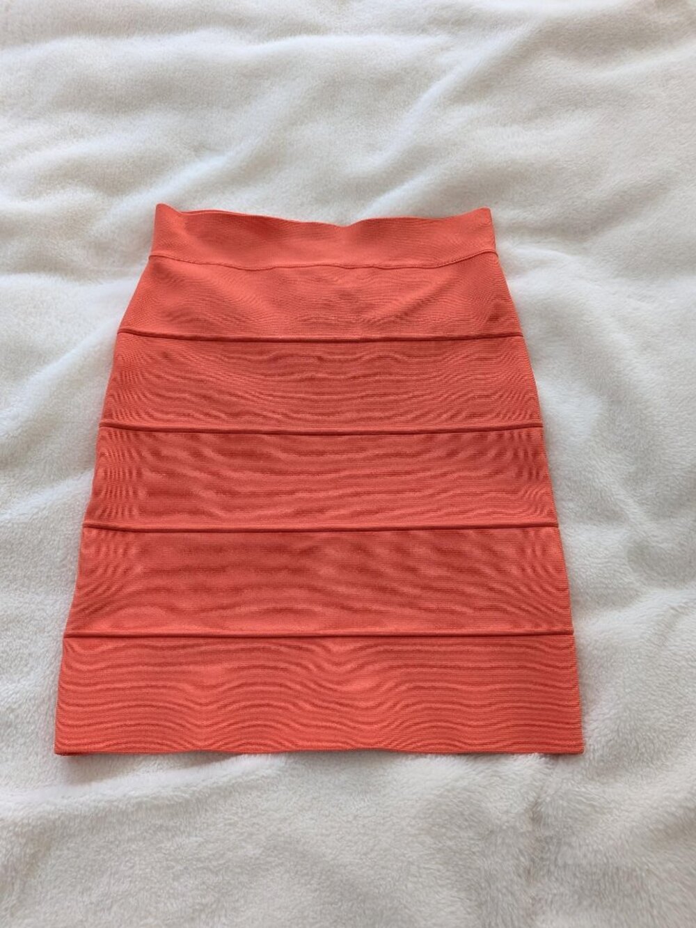 BCBG Max Azria Simone Textured Bandage Power Skirt in Coral
